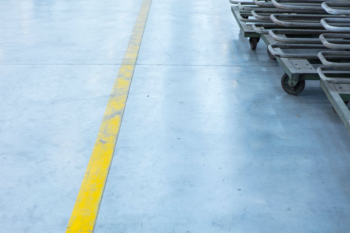 Warehouse floor with industrial markings