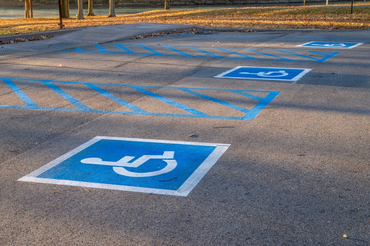 Freshly striped parking lot